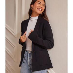 SUMMERSALT Black Organic Cotton Ribbed Sweater Blazer Jacket  Women's Size Small